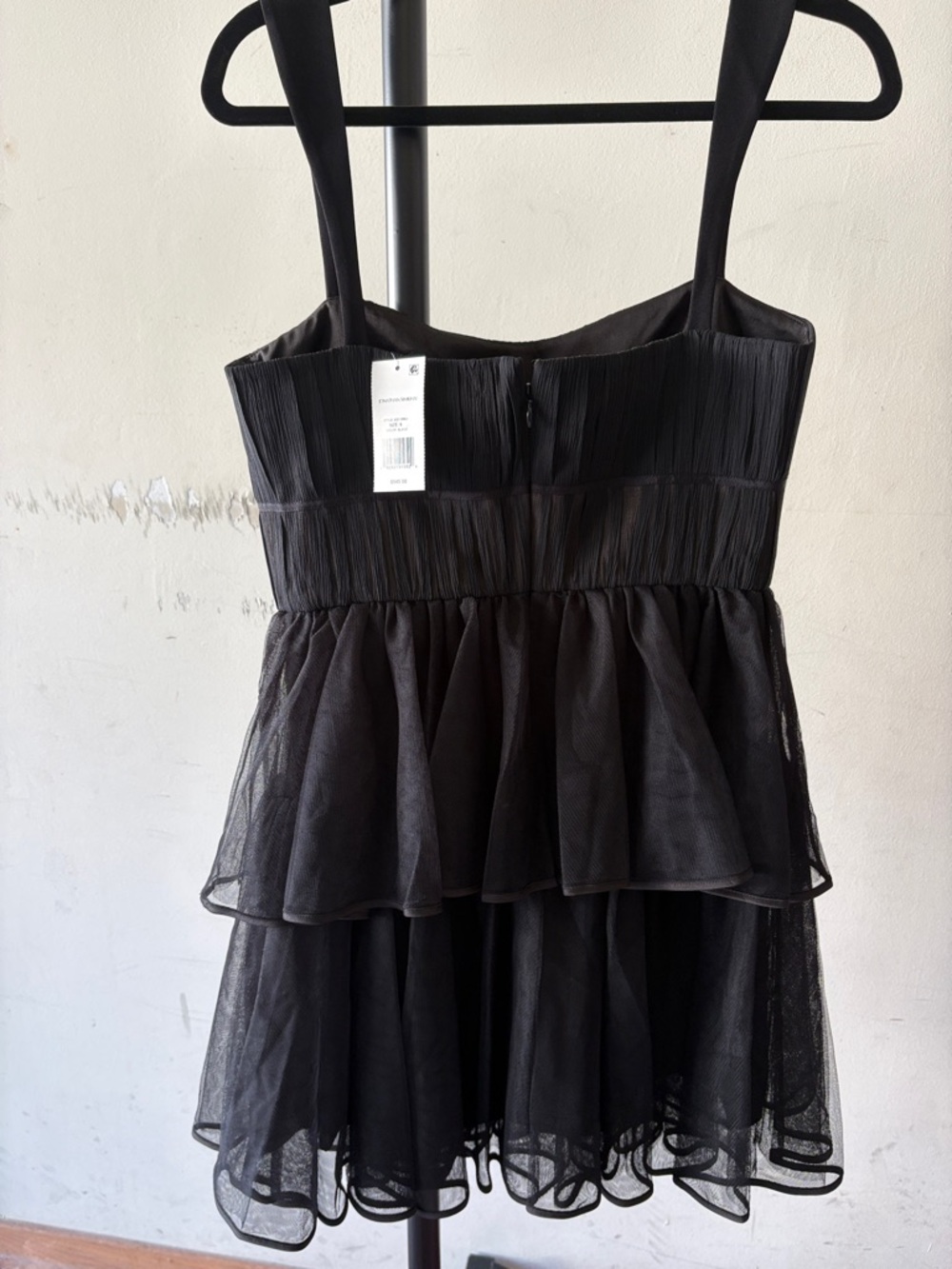 Jonathan Simkhai Black Tiered Mini Dress with Sheer Waistband - Picture 4 of 5